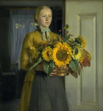 Michael Ancher Pigen med solsikkerne oil painting picture